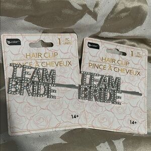 Silver 'Team Bride' Hair Clips